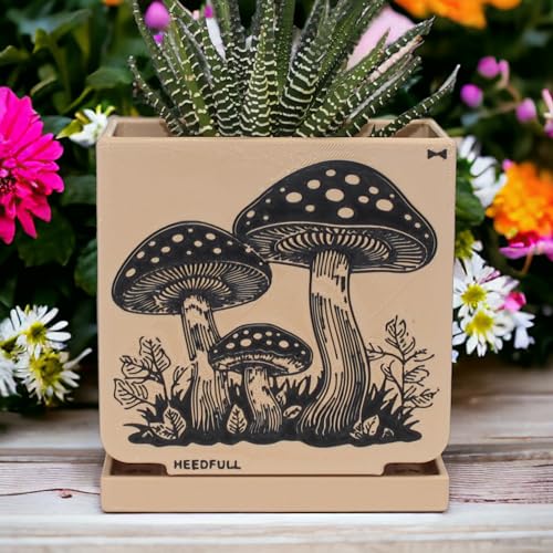 HEEDFULL - Mushroom Planter - Flower Pot - for Indoor/Outdoor Plants - Mushroom Decor Vase for Cactus, Herb Succulent, Plant Lover Gift - ZISTA - Small 4.3 x 2.6 x 4.8in