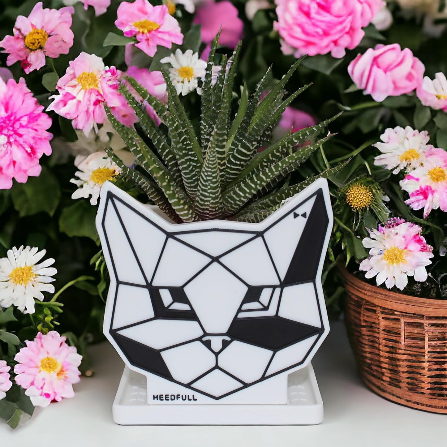 Cute Cat Planter - Flower Pot, Succulent Kitty - Fun Unique Cute Flower Pot - Cat Decor Vase for Cactus, Herb Succulent, Cat Owner Gifts - Small